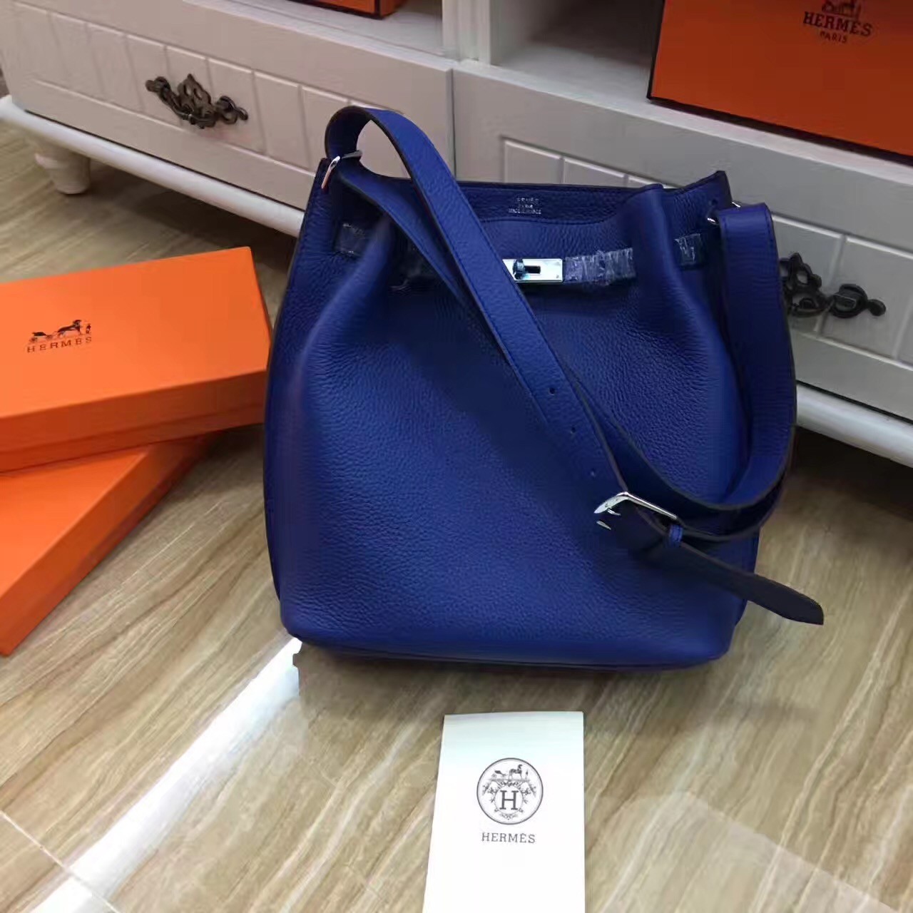 HERMES Togo Shoulder Kelly 40 Blue Jean 1093210