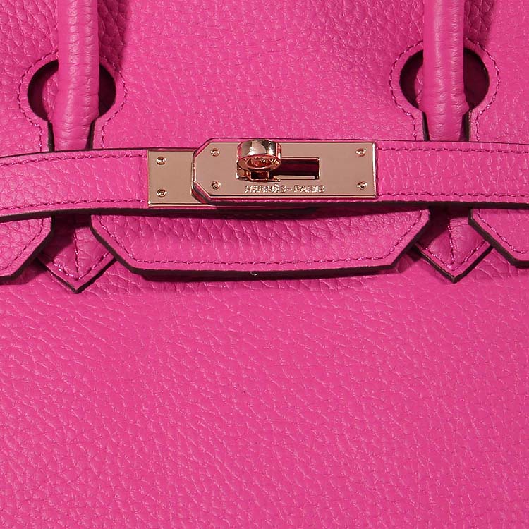 Hermes 30cm Birkin Bag Togo Leather with Strap Rose Tyrien Gold