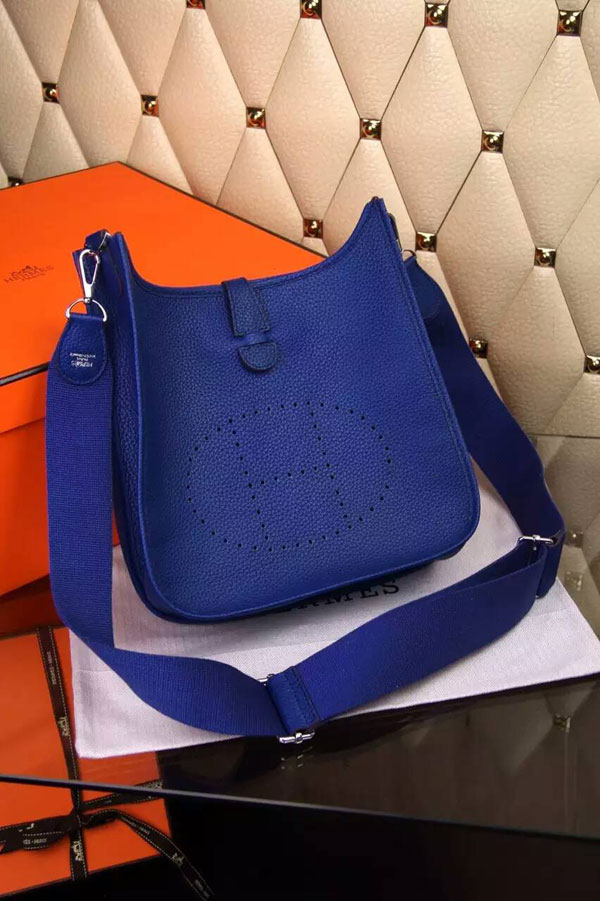 Hermes Blue Electric Togo Leather Evelyne III PM Bag at 1stDibs