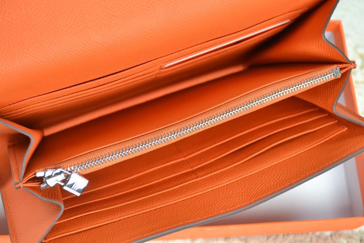 Hermes H Wallet Orange Silver