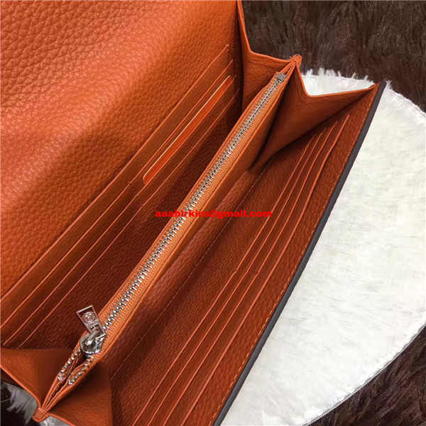 Hermes Jige Wallet Togo Leather Orange