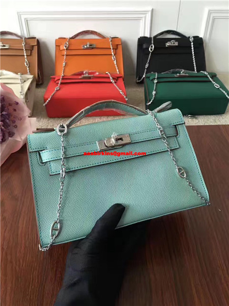 Hermes Mini Kelly I Bag CC75 Blue Jean Epsom SHW