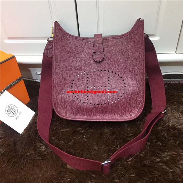 Evelyne leather crossbody bag Hermès Burgundy in Leather - 20156725