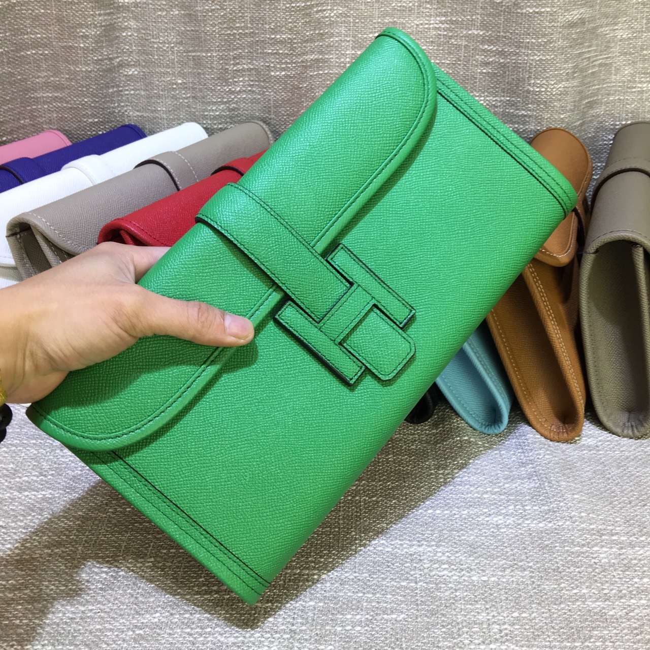 hermes green clutch