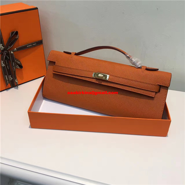 Hermes Kelly Cut 31cm Epsom Leather Clutch Orange