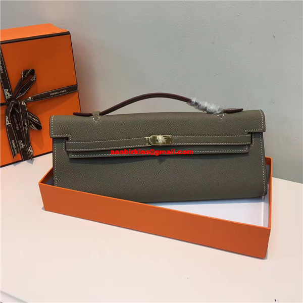 Hermes Kelly Cut 31cm Epsom Leather Clutch Elephant Grey Replica Sale  Online With Cheap Price