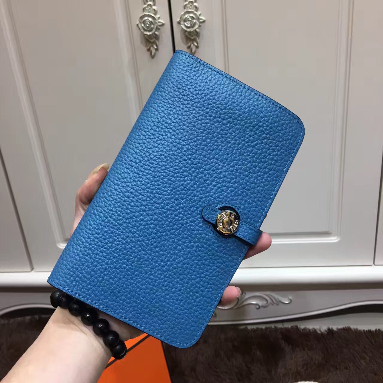 Replica Hermes Dogon Wallet In Blue Jean Leather Fake From China